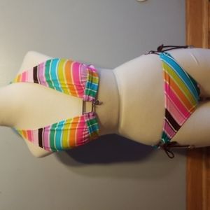 3/$25 ARIZONA 2 PIECE BIKINI Size M Rainbow Stripe Halter Tie Bottom